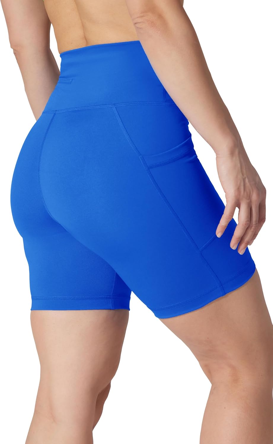 90 Degree By Reflex Womens High Waisted Biker Shorts Ribbed Workout Yoga Running Tummy Control Spandex Short