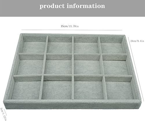 Vista 5 de Bandejas de joyería de terciopelo para cajones, inserto grande para cajones de joyas, accesorios apilables apilables, almacenamiento de escritorio
