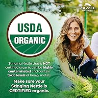 Vista 2 de Zazzee USDA Orgánico Extracto de Ortiga 20:1, 9000 mg de Potencia, 120 Cápsulas Veganas, Suministro de 4 Meses, Concentrado, Extracto Estandarizado