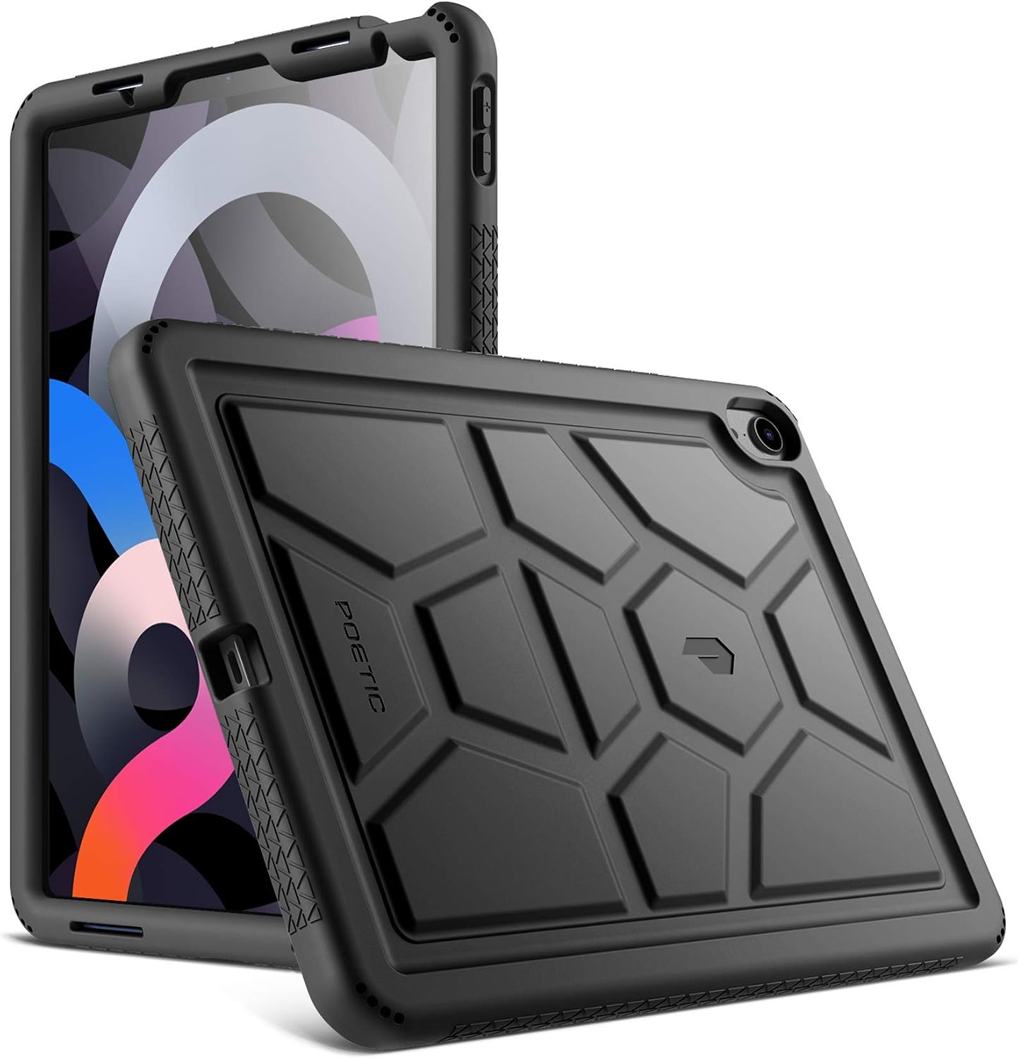 Poetic TurtleSkin Series Case Compatible with iPad Air 4 2020 10.9 inch, Heavy Duty Shockproof Kids Friendly Silicone Case Cover, Black
