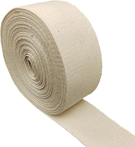 2Inch Wide Herringbone Cotton Rug Seam Ribbon Webbing Carpet Binding Trim Twill Tape for DIY Craft Sewing, Handle Cloth Bag, Handbag Tote-Purse 5Yard (Natural)