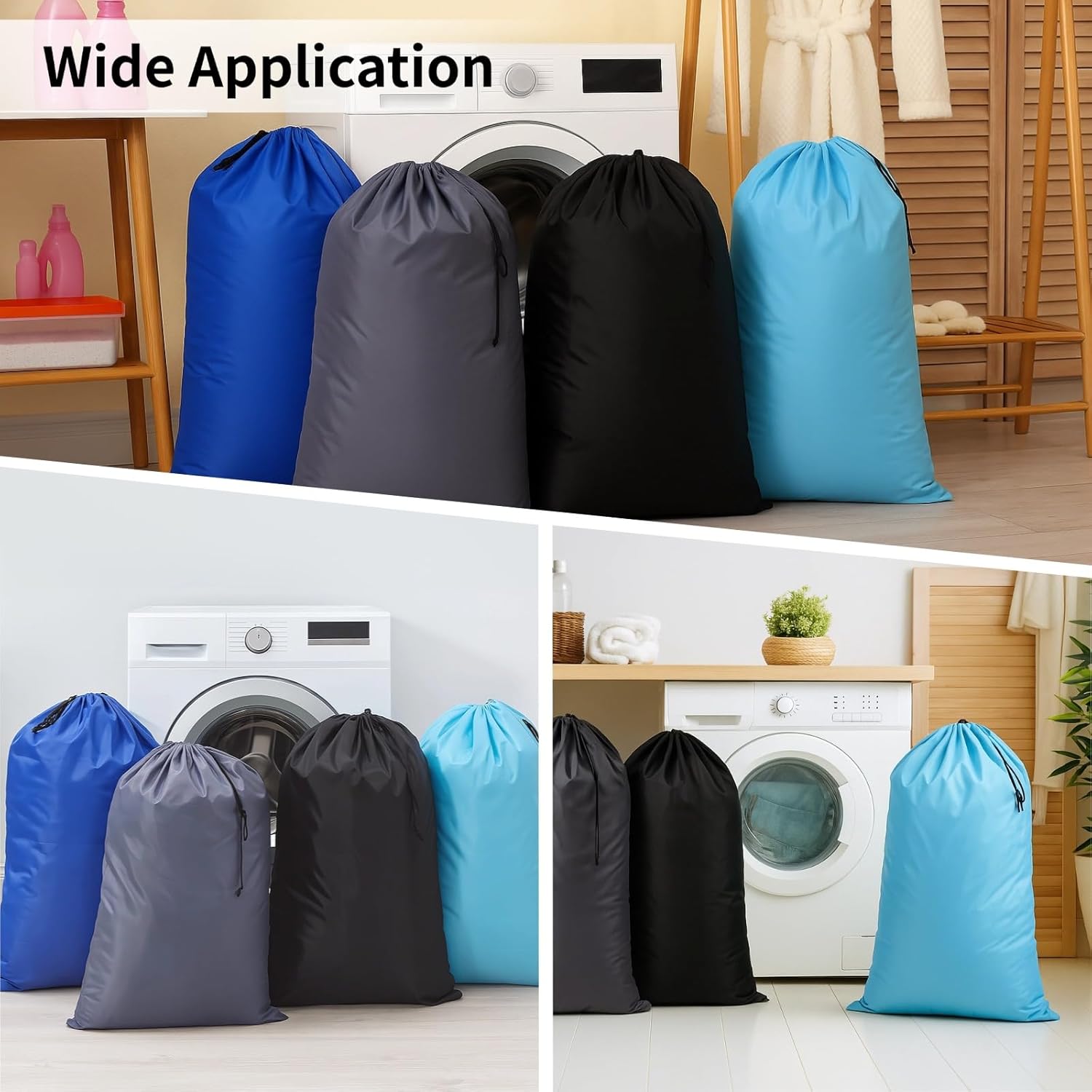12 PCS Extra Large Laundry Bag with Drawstring - Oxford Fabric, 27.6 x 39.4 Inches 4 Colors Multi-Purpose for Laundry and Travel Storage