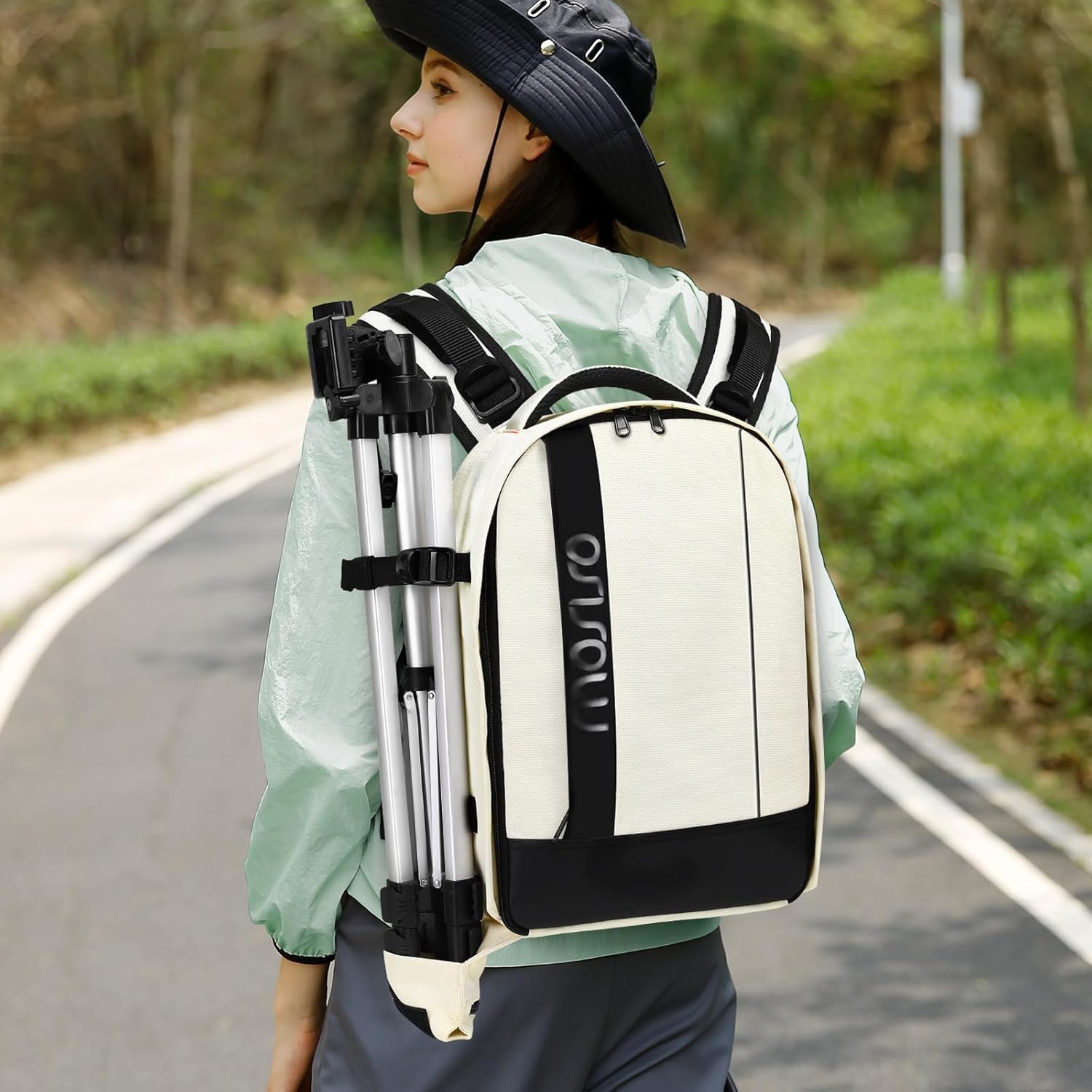 MOSISO Camera Backpack,DSLR/SLR/Mirrorless Photography Backpack Buffer Padded Shockproof Camera Bag with Customized Modular Inserts&Tripod Holder Compatible with Canon,Nikon,Sony etc, Beige - Image 6