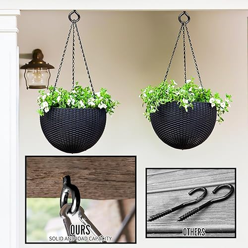 Miniatura 5 de ZAUGONTW Ganchos negros resistentes de 6 pulgadas, 2 ganchos de ojo atornillados para cables de sujeción de madera, cables, usos pesados en