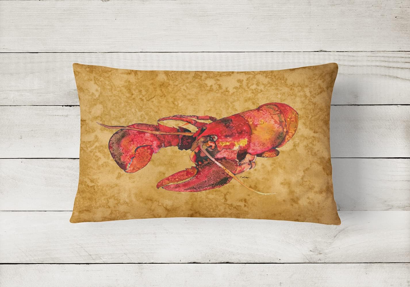 Caroline's Treasures 8715PW1216 Lobster Canvas Fabric Decorative Pillow Machine Washable, Indoor Outdoor Decorative Pillow for Couch, Bed or Patio, 12HX16W
