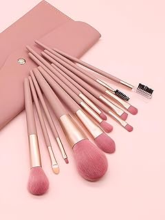 مجموعة فرش مكياج محمولة، مجموعة سفر مكونة من 7 قطع مع محفظة مناسبة لكريم الأساس والكونسيلر وبودرة الخدود ومستحضرات التجميل متعددة الألوان، مجموعة سهلة الحمل أثناء السفر