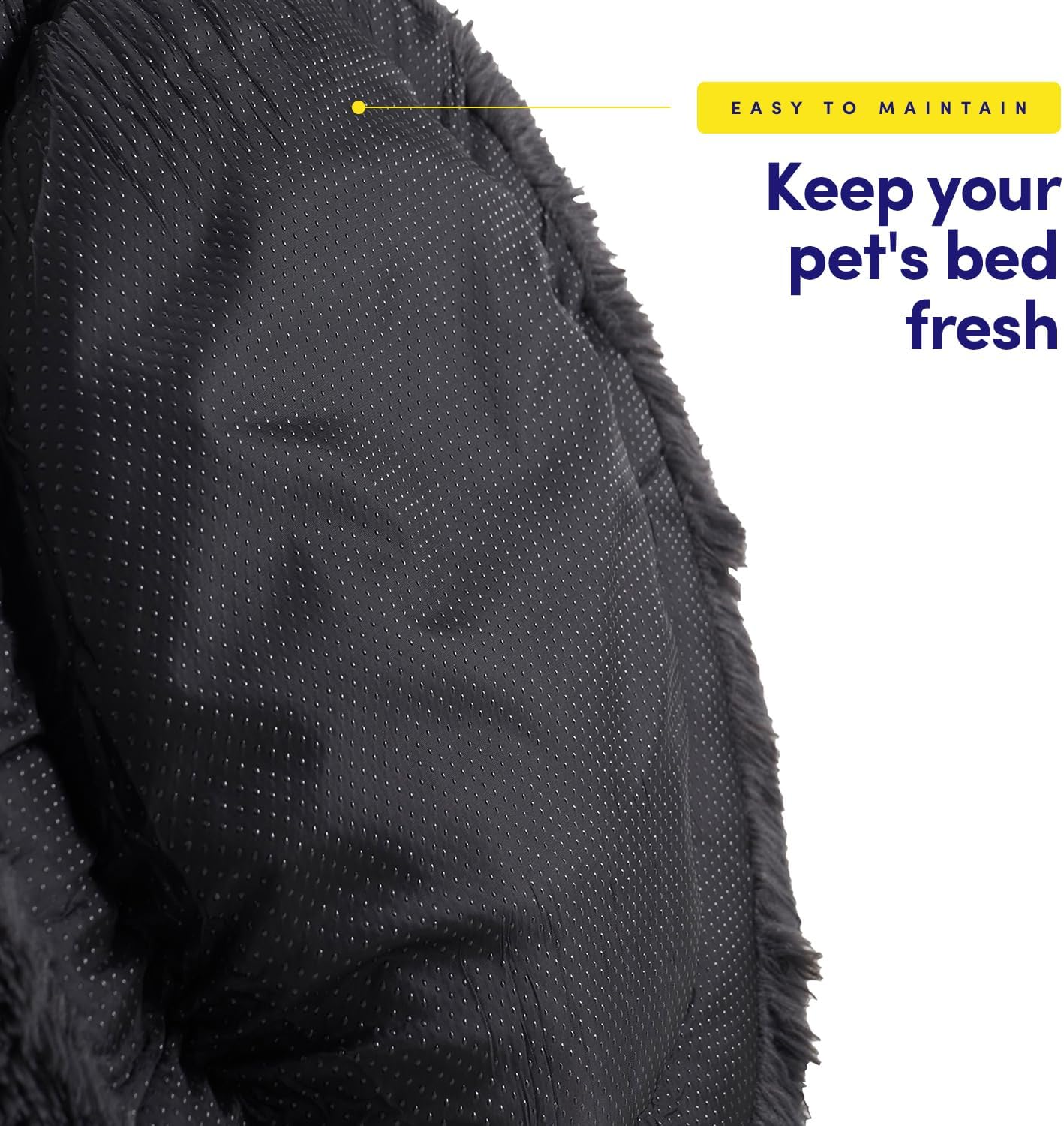 Dog & Cat Bed: Round Faux Fur Pet Bed - Plush, Cozy, & Calming Donut Bed for Large Pets - Soft & Comfortable Sleeping Cushion for Napping & Lounging, 30" Round, Dark Gray