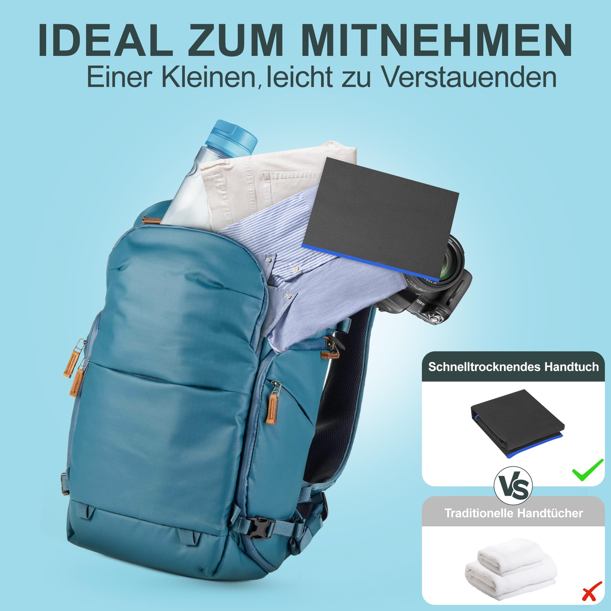 Jokisa Asciugamano Microfibra Set di 2, 120x50cm Asciugamano Palestra, Asciugatura Rapida, Leggero, Assorbente, Ottimale per Viaggio, Sport, Piscina, Spiaggia, Yoga, Sauna (Grigio)