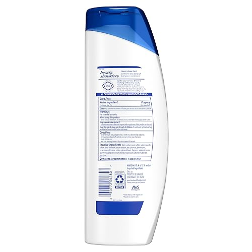 Miniatura 9 de Head and Shoulders Champú y acondicionador 2 en 1 contra la caspa, tratamiento anticaspa, limpieza clásica para uso diario, sin parabenos, 12.5 onzas