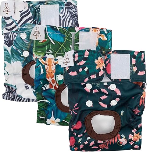 Miniatura 2 de CuteBone - Pañales absorbentes para perras, pañales para cachorros, lavables, paquete de 3 unidades, D39L