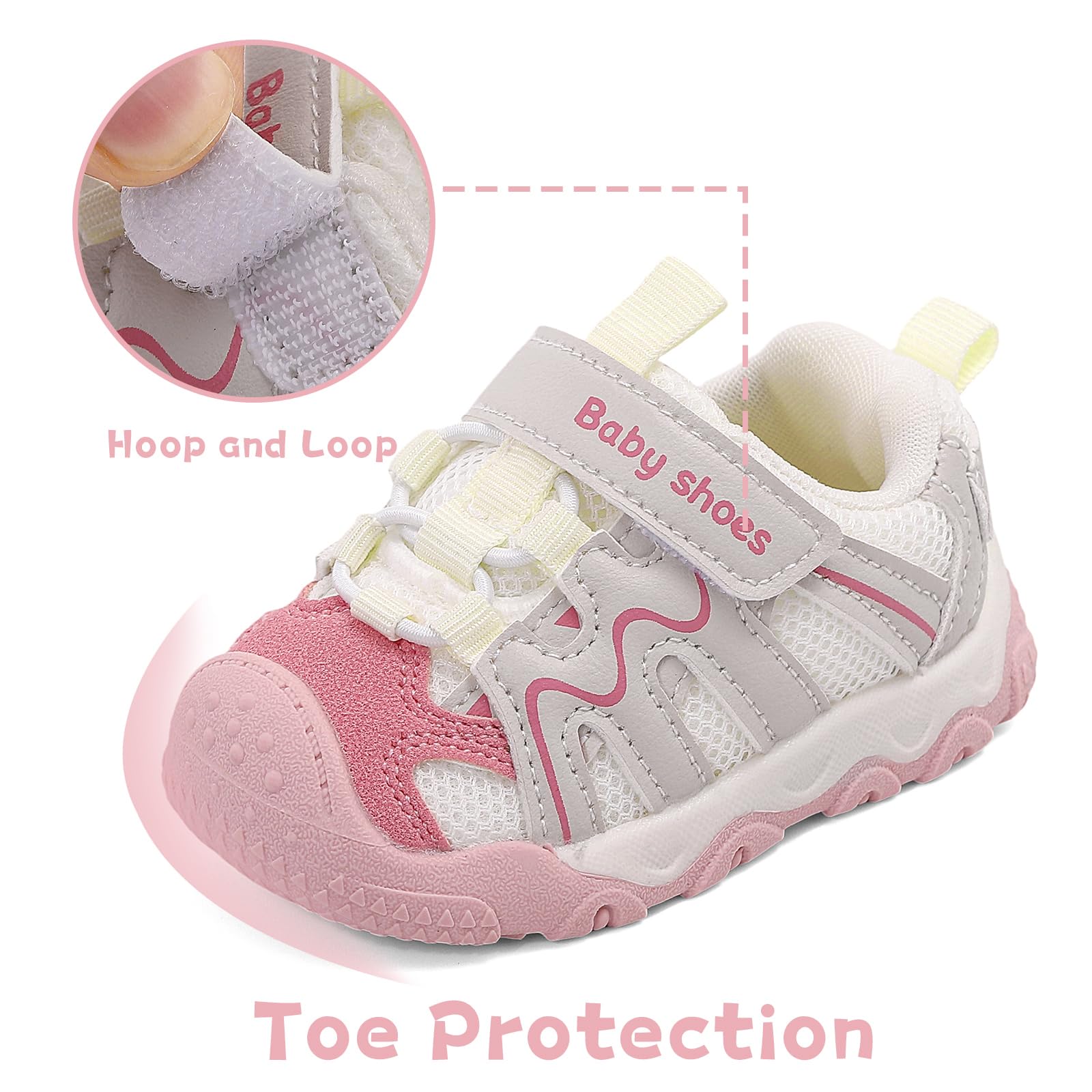 MASOCIO Scarpe Primi Passi Bimbo Bimba Neonato Scarpe Bambino con Suole Gomma Morbido Antiscivolo