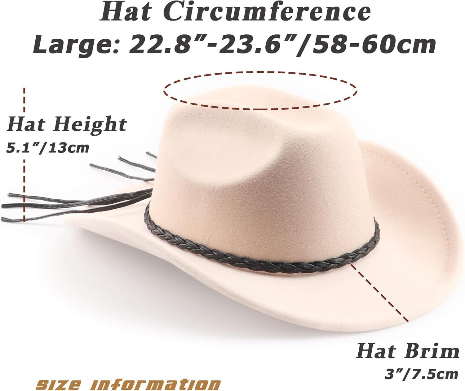 DRESHOW Western Cowboy Hat for Men Women Cowboy Cowgirl Hat Outdoor Wide Brim Retro Felt Fedora Hats Unisex Rolled up Caps - Image 5
