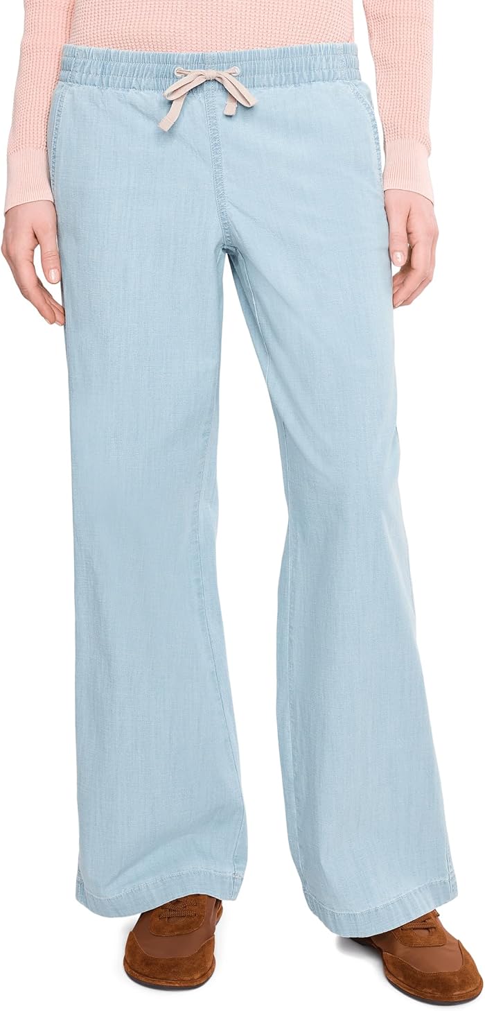 Женские брюки L.L.Bean Lakewashed Pull-On Wide Leg, цвет: Синий — фото 1