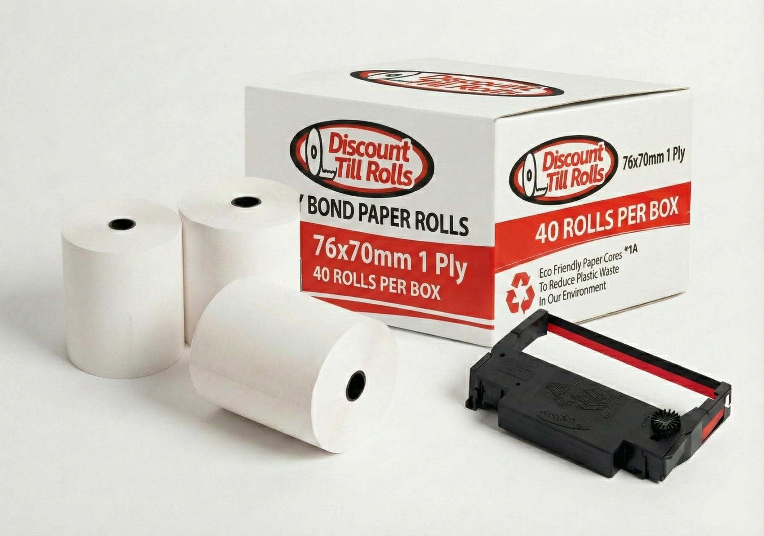 Compatible avec Epson M-119D **Tous les modèles** 76 x 70 mm 1 pli (Non thermique) Rouleaux de papier imprimantes à matrice et cuisine - Papier de première qualité 50 rouleaux