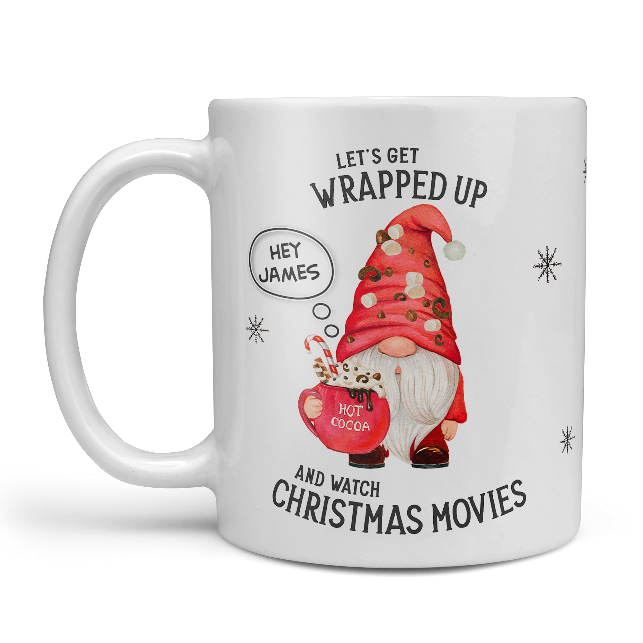 Christmas Movie Mug Let's Get Wrapped Up and Watch Christmas Movies Xmas Gift Present Ceramic 11oz Personalised with Name