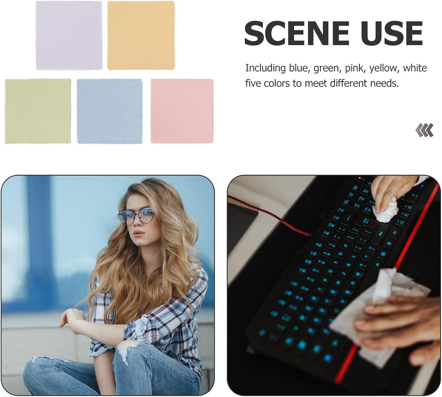 50 Pieces Microfiber Eyeglasses Cleaning Cloths 14x14cm Multi-Color Lens Wipes for Sunglasses, Screens, and Jewelry Care