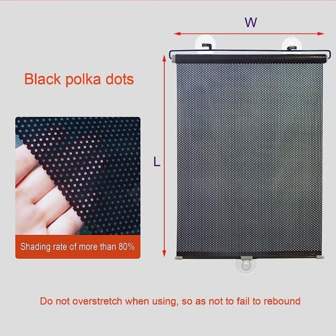 Persianas enrollables opacas portátiles retráctiles con ventosas, protección UV para el hogar y la oficina, perforadas, color negro (68 x 125 cm)
