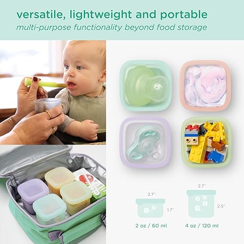 Miniatura 2 de Olababy Clear Sense - Contenedores de almacenamiento de silicona para alimentos de bebé, aperitivos, fórmula, puré, salsa y más, microplástico y sin