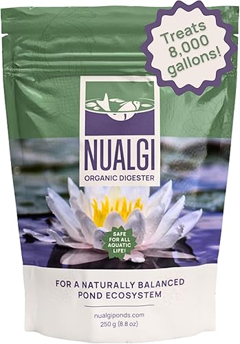 Nualgi - Digestor orgánico, concentrado de 8.8 onzas para mantenimiento de estanques y agua, bacterias de alto conteo para digerir naturalmente los