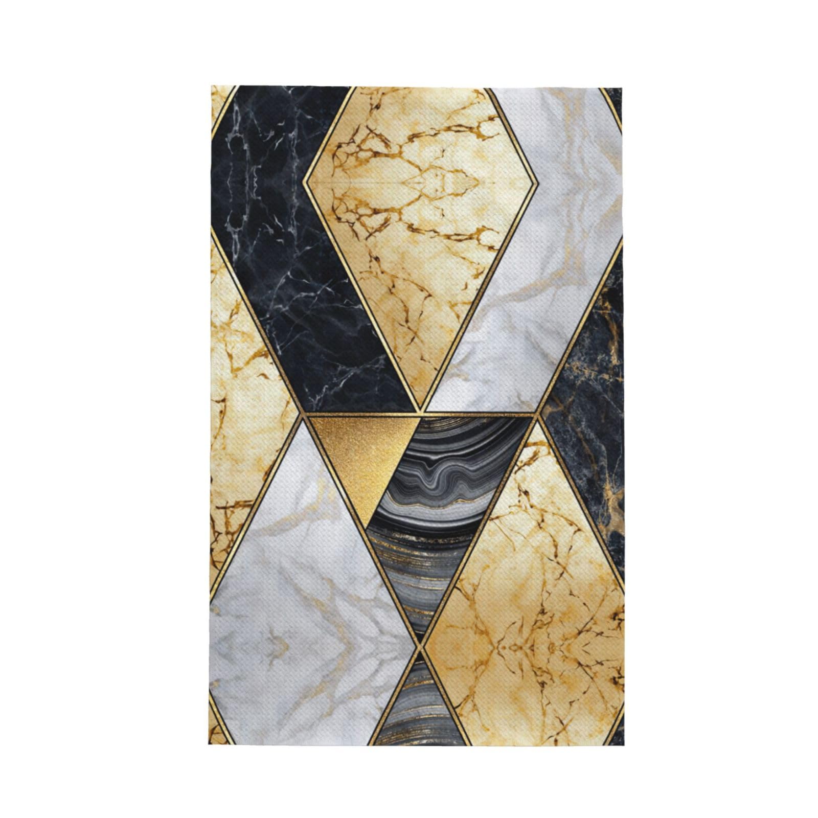 Xxahnbm Black Geometric Marble 1 Print Waffle Kitchen Towel,Absorbent Hand Towel