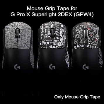 滑り止めグリップテープ Logitech G Pro X Superlight 2C Lightspeed用 カット済みレザーマウススキン 吸汗性 取り付け簡単 ブラック