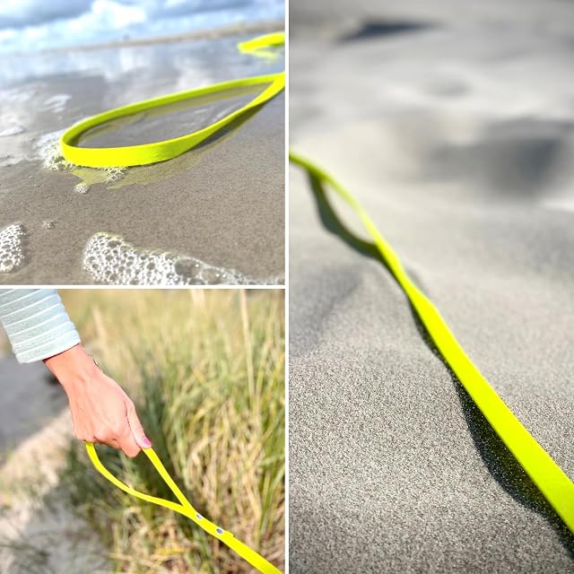 Foto 3 de 3 de Correa de Arrastre de 15 m, Correa para Perros, Lazo de Mano, Amarillo neón, extraestrecha