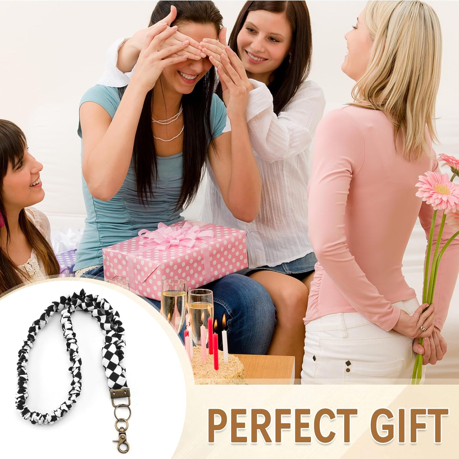 Zkptops Scrunchie Lanyard Stretchy ID Badge Necklace Retractable Keychain Strap for Teachers Nurses Men Women - Image 7