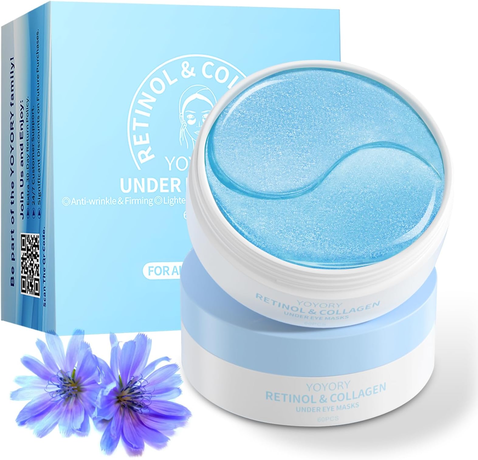 - Under Eye Patches Masks - for Dark Circles, Puffy Eyes, Fine Lines, Wrinkles, Eye Bags Treatment with Collagen and Hyaluronic Acid, Moisturizing and Hydrating (60 Pcs)