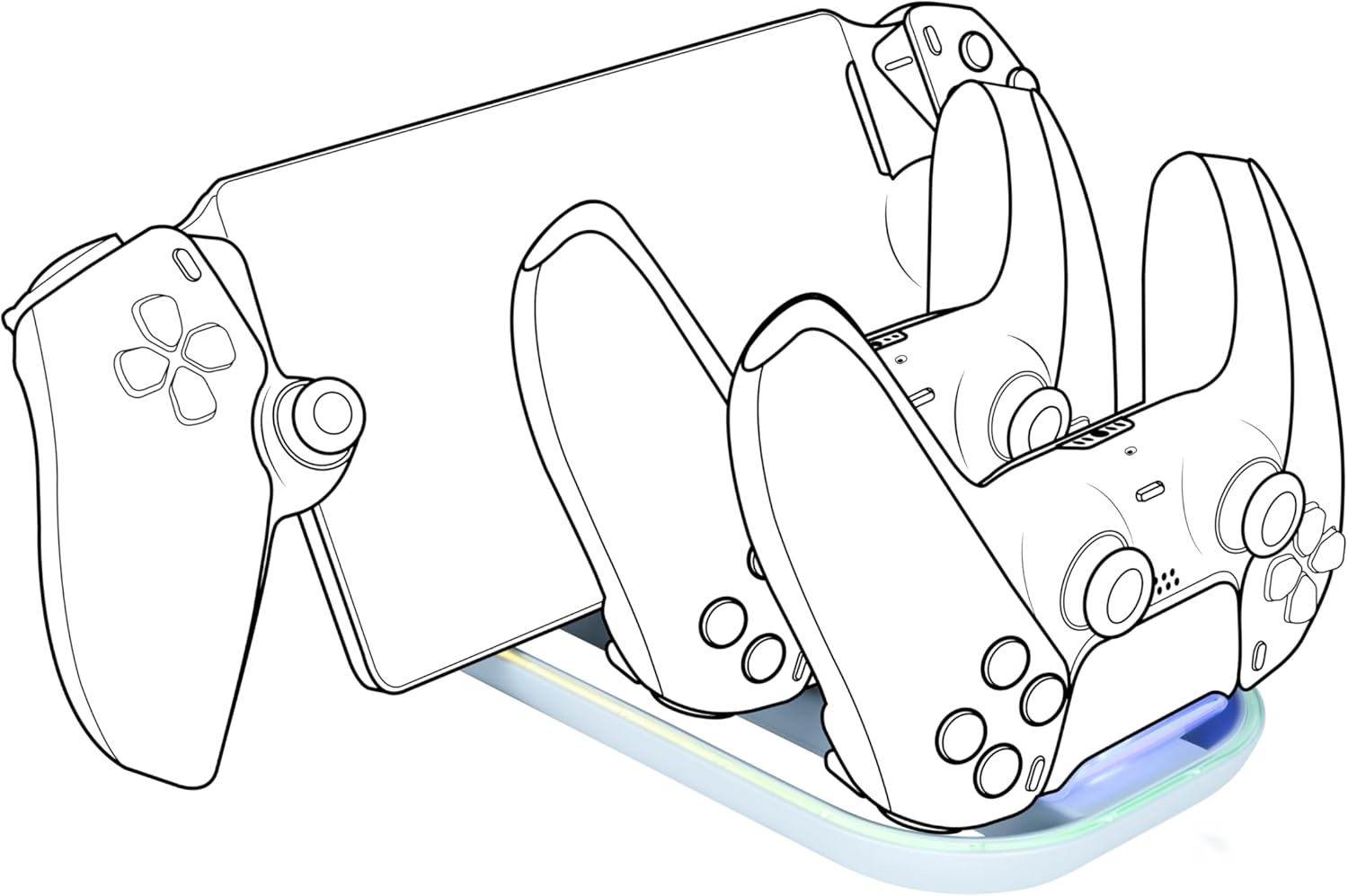 NACON PS5 Charger - Dual Stand for 2 Controllers - USB-C - 18W - RGB Light Effects - LED Charging Indicator