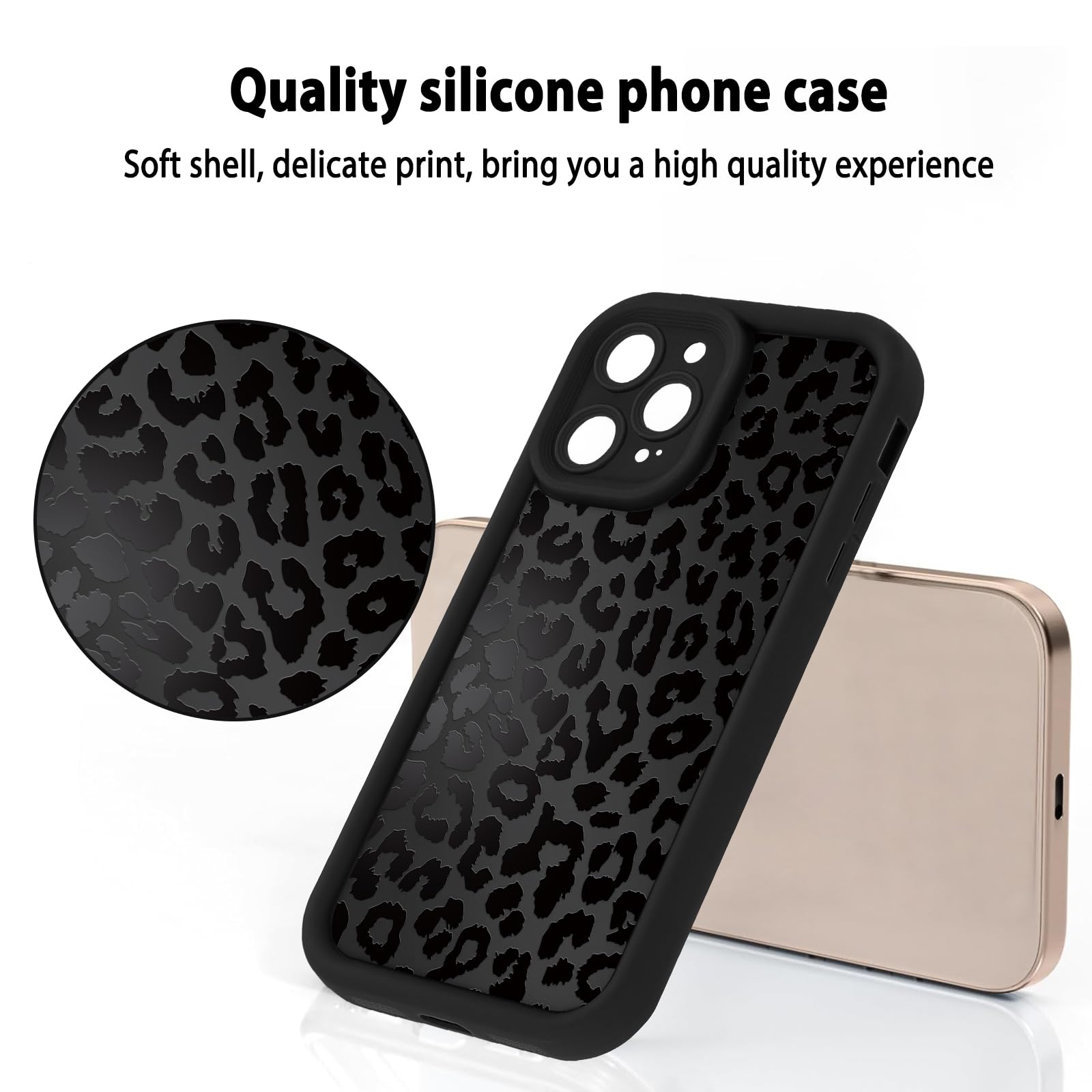 Coalbooliy Custodia Per iPhone 8/7/iPhone SE 2022/2020 4,7'', Cellulare Nero Silicone Morbido Cover per telefono Aesthetic Modello Leopardato Disegni Protezione Fotocamera Antiurto Protettiva Case