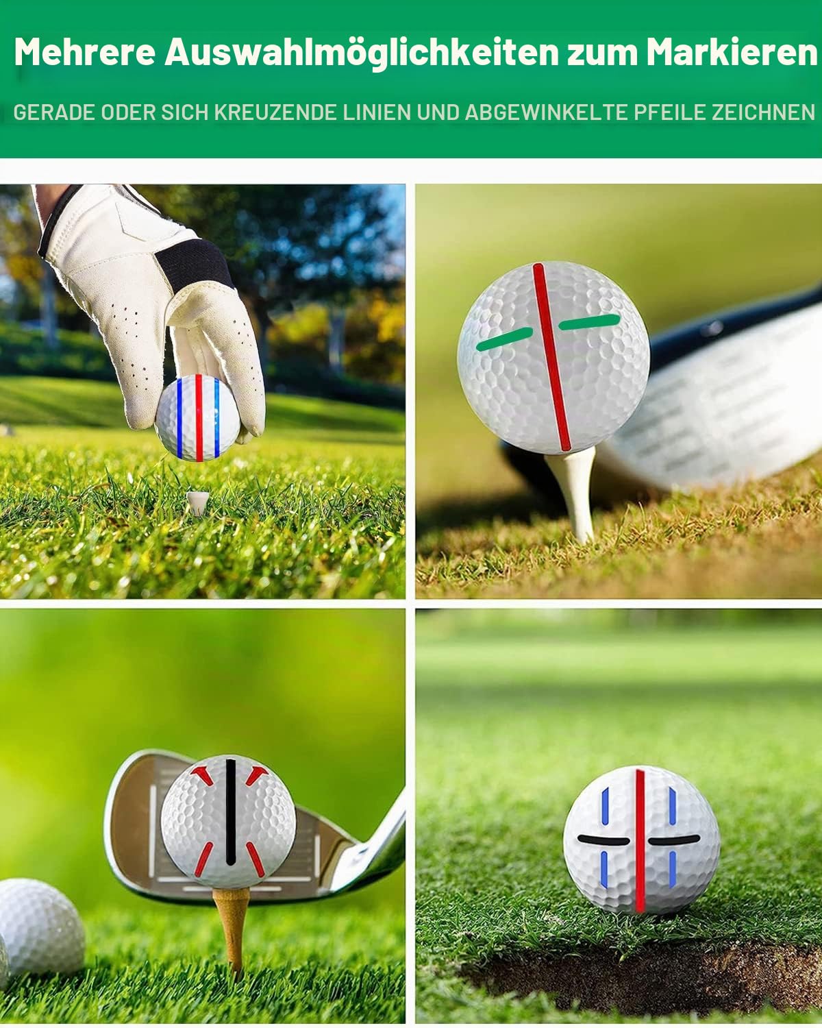 Golfball Markierer Kits, 4 Stücke Ausrichtungssets für Golfbälle, Golfball-Liner Golfball-Markierungswerkzeuge mit 4 Stück Golfball Markers für Golf Zubehör