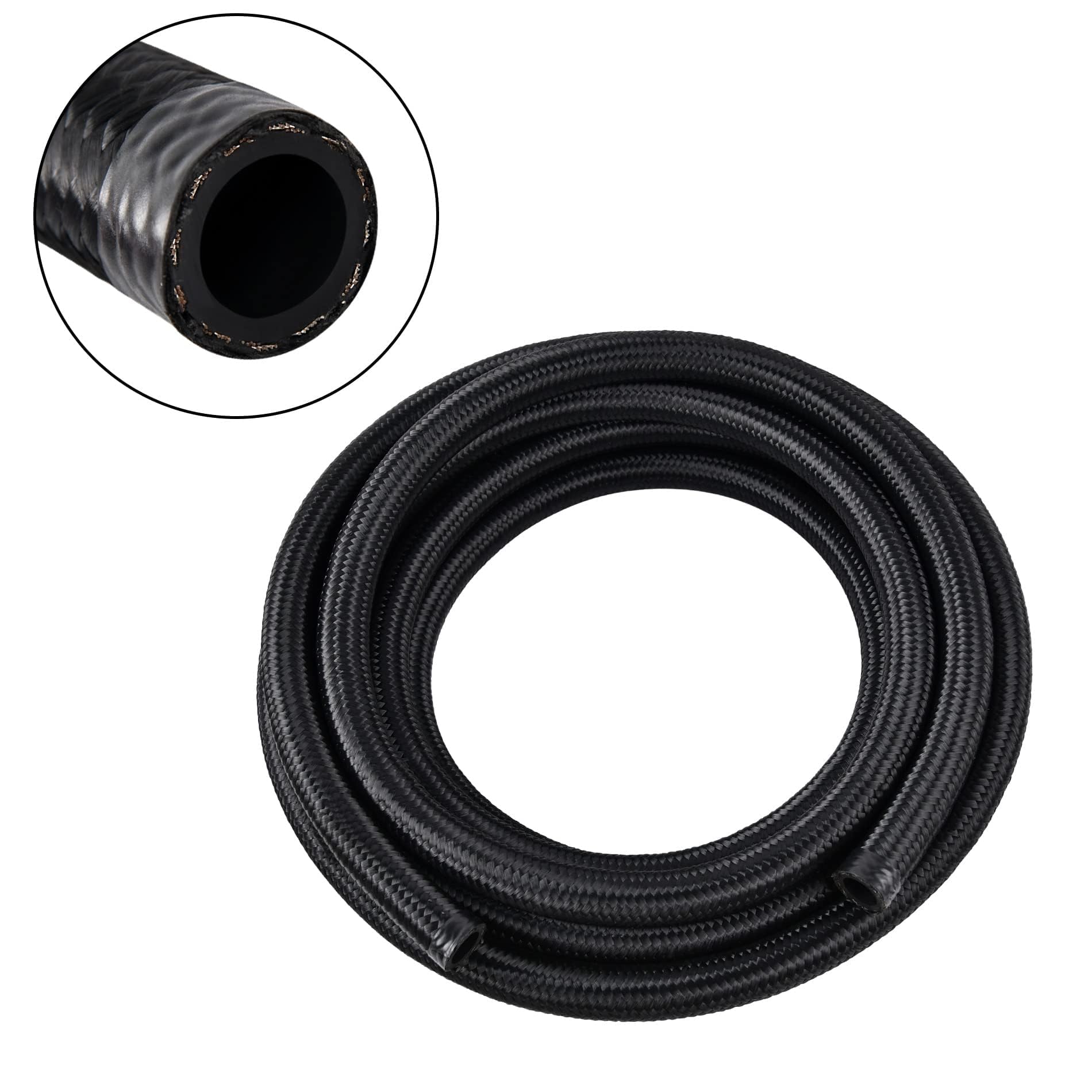EVIL ENERGY 16AN Fuel Line CPE Nylon Braided AN16 Fuel Hose 5FT Black