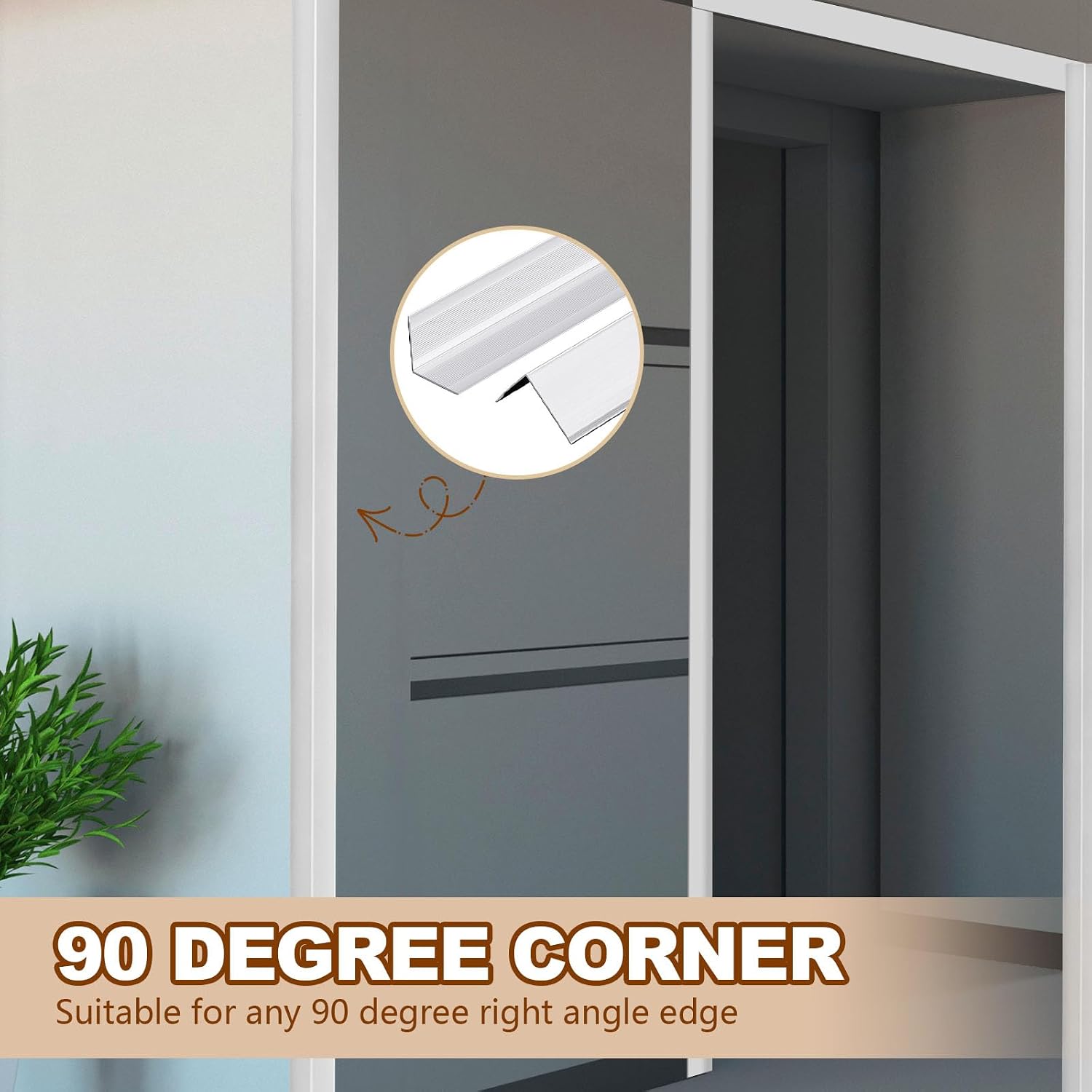 Therwen 30 Pcs Aluminum Alloy Metal Molding Corner Guards 48 x 1.2 x 1.2 Inches Wall Corner Guard Protectors with 90° Angle Door Frame Cabinet Baseboard Protector for Edge Wall Decoration (Sliver)