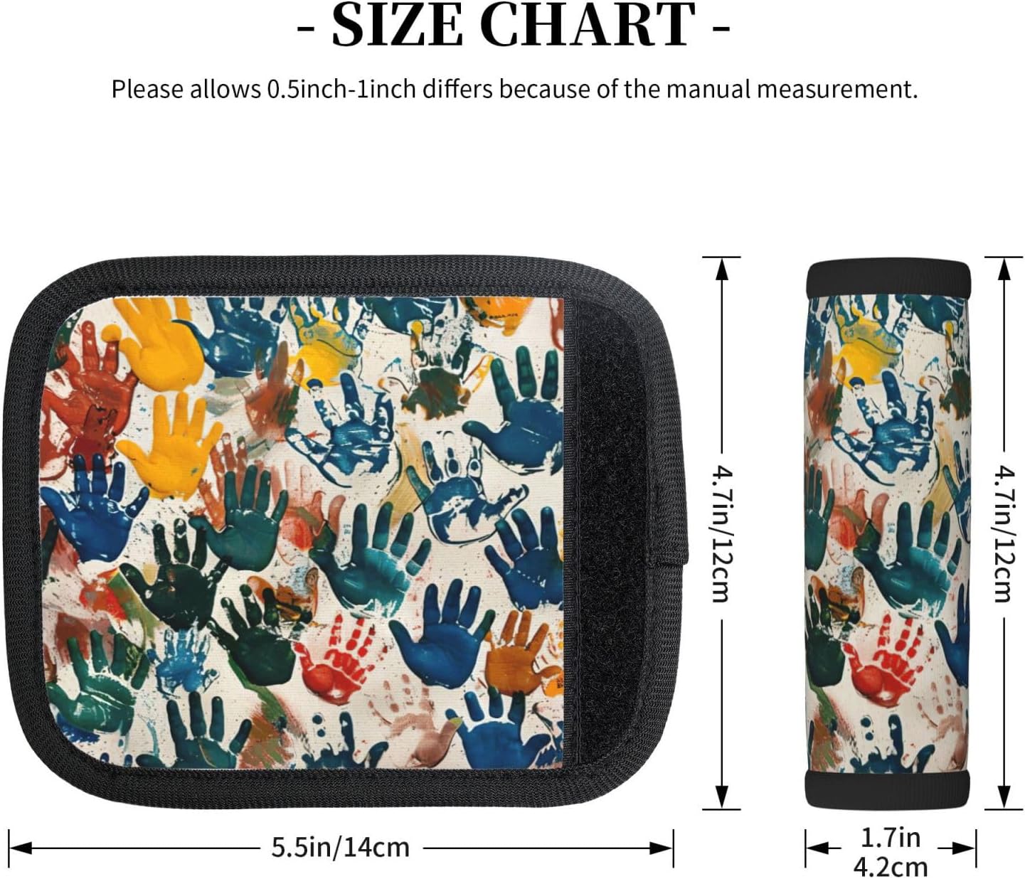 Kids Hand Print Print Luggage Handle Wraps Luggage Identifiers Soft Neoprene Luggage Handle Wraps for Suitcase Trolley Handle Grip Cover 2 Pack Luggage Tags