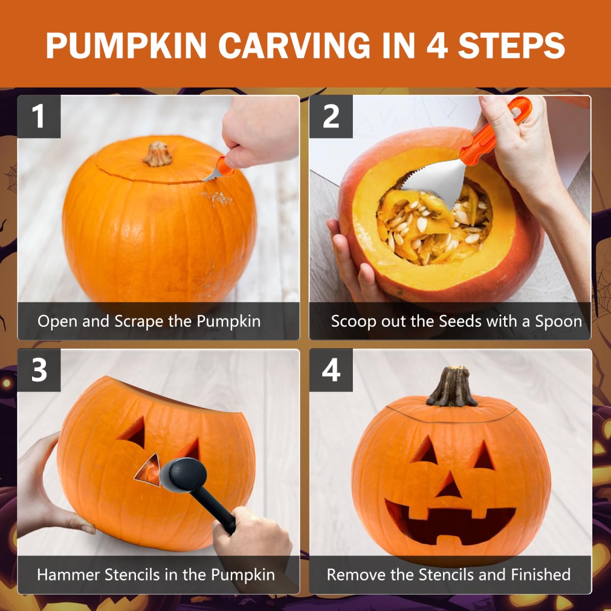 19-teiliges Kürbis Schnitzset Von VOPIWOZ - Mit 16 Formschiebern & Werkzeugen | Sicher Für Kinder