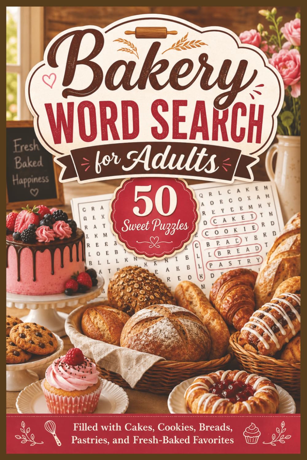 Bakery Word Search for Adults: 50 Sweet Puzzles Filled with Cakes, Cookies, Breads, Pastries, and Fresh-Baked Favorites (Word search books collection)