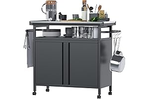 Outdoor Grill Cart with Storage on Wheels - 32" H