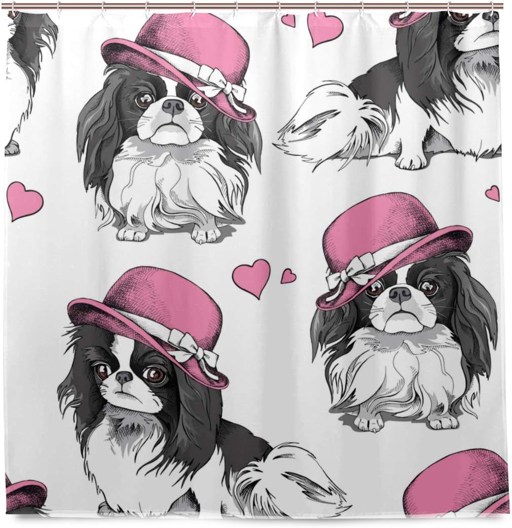 Redecor Shower Curtains 72x72 inch Beautiful Pomeranian Dog Mould Proof Resistant Washable with Rings for Bathroom