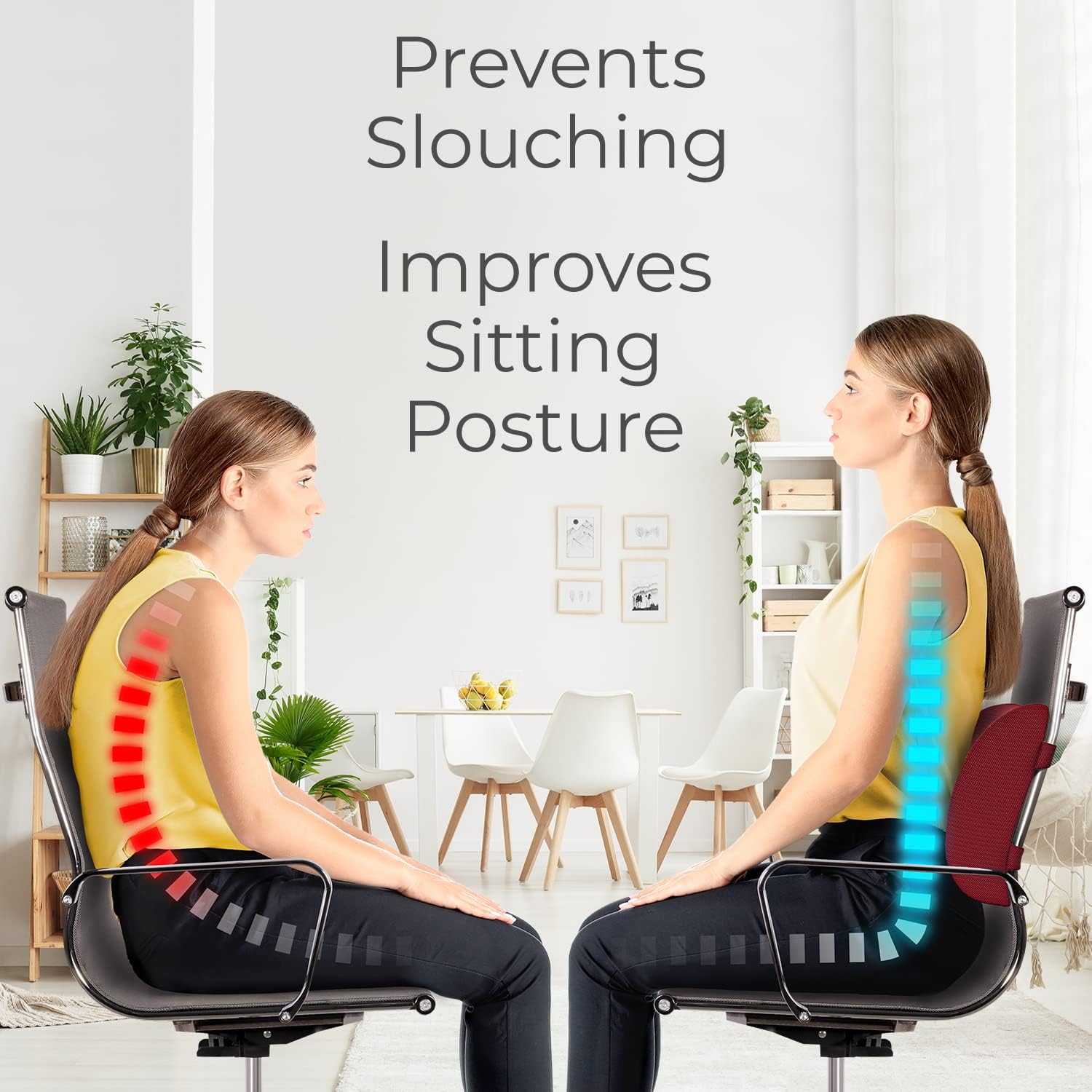 Everlasting Comfort The Original Lumbar Support Pillow - Improves Posture, Promotes Back Pain Relief - Superior Office Chair Back Support for Gaming and Desk Chairs - Lumbar Pillow for Car, Couch