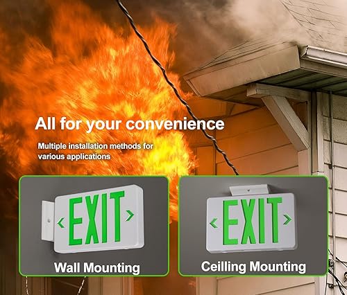 Miniatura 11 de TANLUX Señal de salida roja con carcasa negra, luz LED de salida de emergencia con batería de respaldo, certificación UL, letreros de salida Carcasa