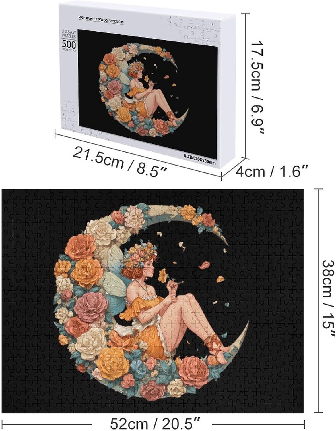 Flower Fairy Puzzles for Adults 500 PCS Wooden Jigsaw Puzzle Wall Decor Christmas