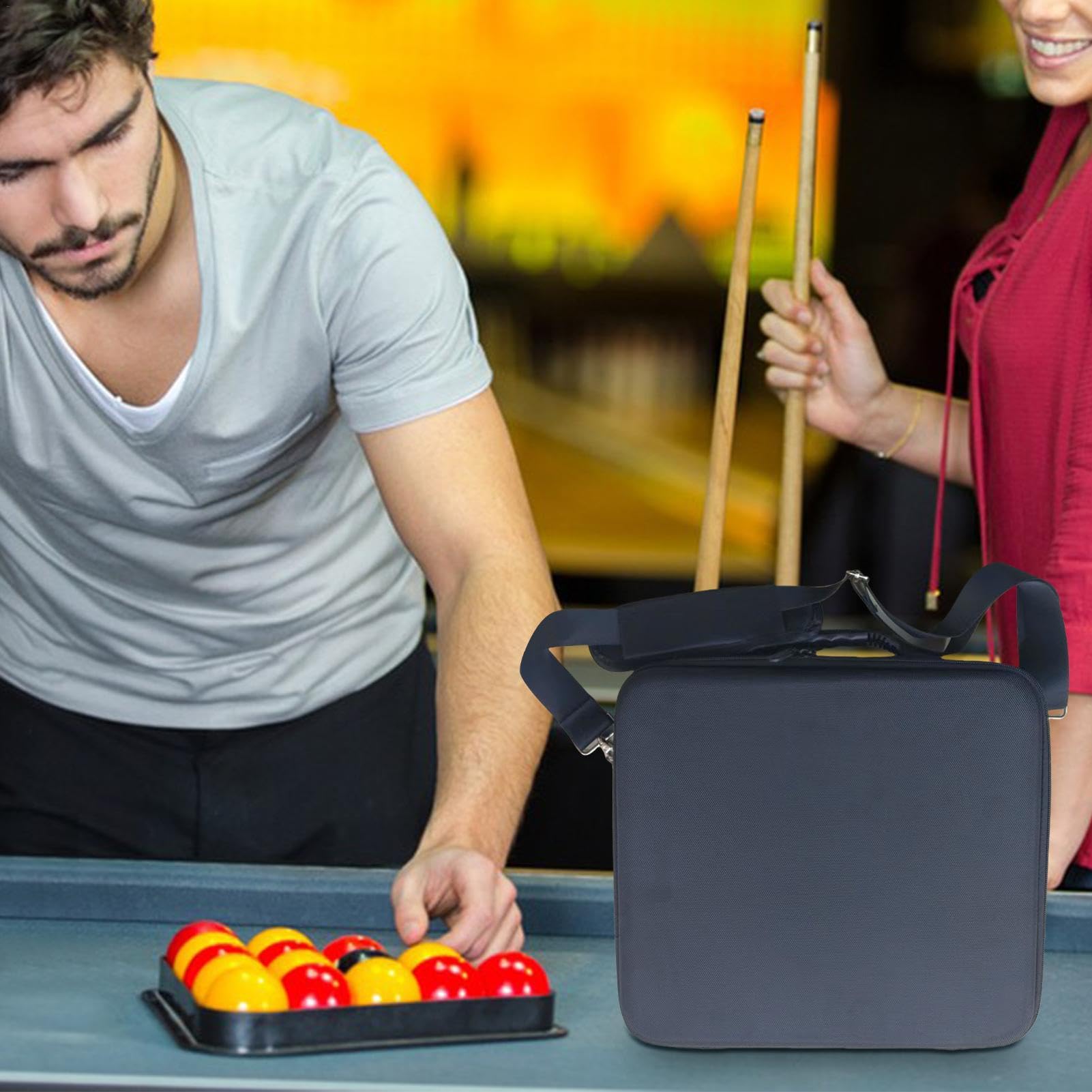 Harter Billardkoffer, Reisetasche für Poolbälle - Billard-Tragetasche, tragbare Billardtaschen mit großem Fassungsvermögen | Billardball-Etui mit Schultergurt und Tragegriff für Spieleabende