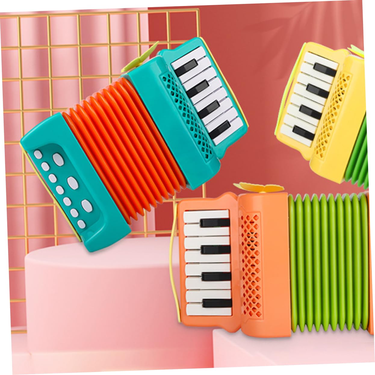 ibasenice Kinder Akkordeon Handgriff Musikinstrument Mit Cartoon Motiv Grünes Vorschulspielzeug Zur Frühkindlichen Und Handmuskeltraining