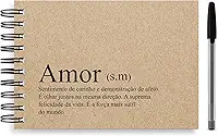 Kit Álbum Scrapbook A5, 21x15cm, com Caneta Gel Preta e Adesivos, Capa Personalizada (Significado do Amor)