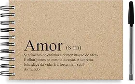 Kit Álbum Scrapbook A5, 21x15cm, com Caneta Gel Preta e Adesivos, Capa Personalizada (Significado do Amor)