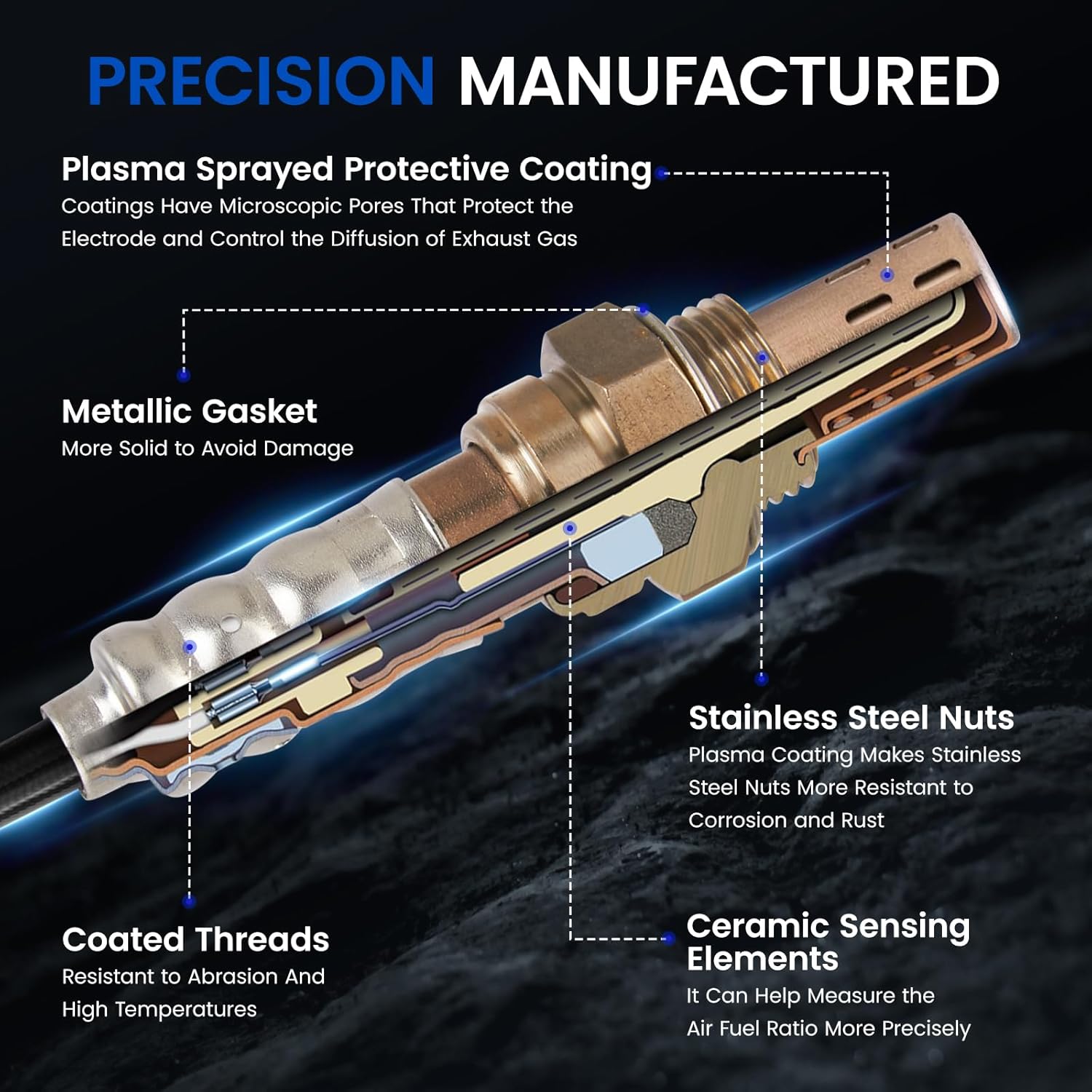 Oxygen O2 Sensor 17212 Upstream & Downstream Compatible with Dodge Ram 2500/3500/4500/5500 2008-2010 6.7L L6, Oxygen Sensor for 68328896AA, 24325, 234-5090, 05149263AA 1PCS
