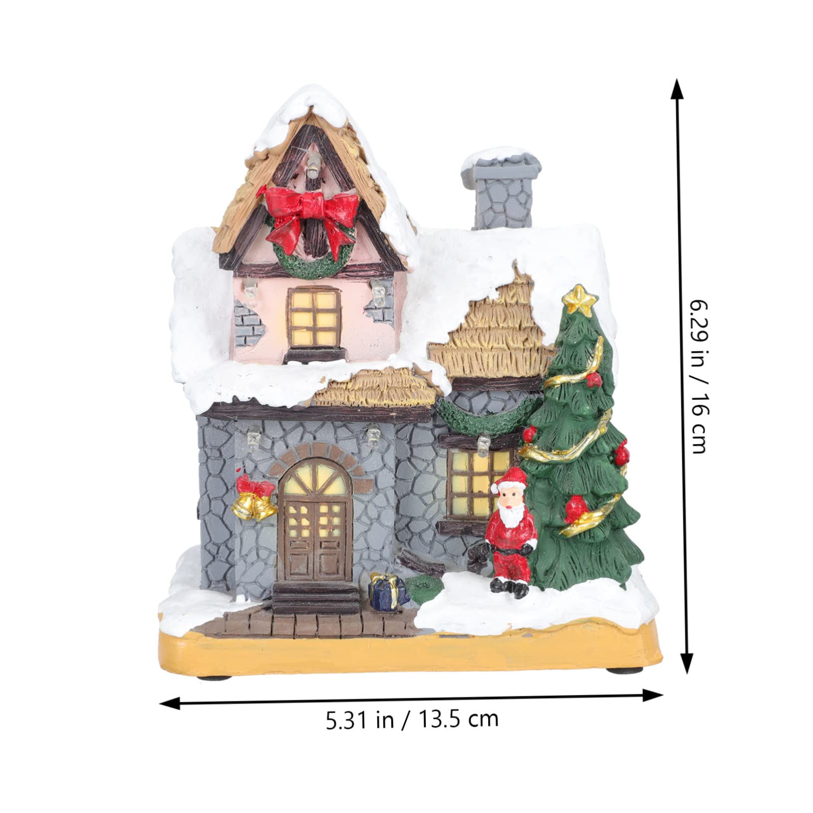 Decoración de Casa Iluminada para Navidad Casa Luminosa Navideña Paisaje con Nieve de Escritorio Obsequio de Fiestas de Resina Decoración para Fiestas Navideñas
