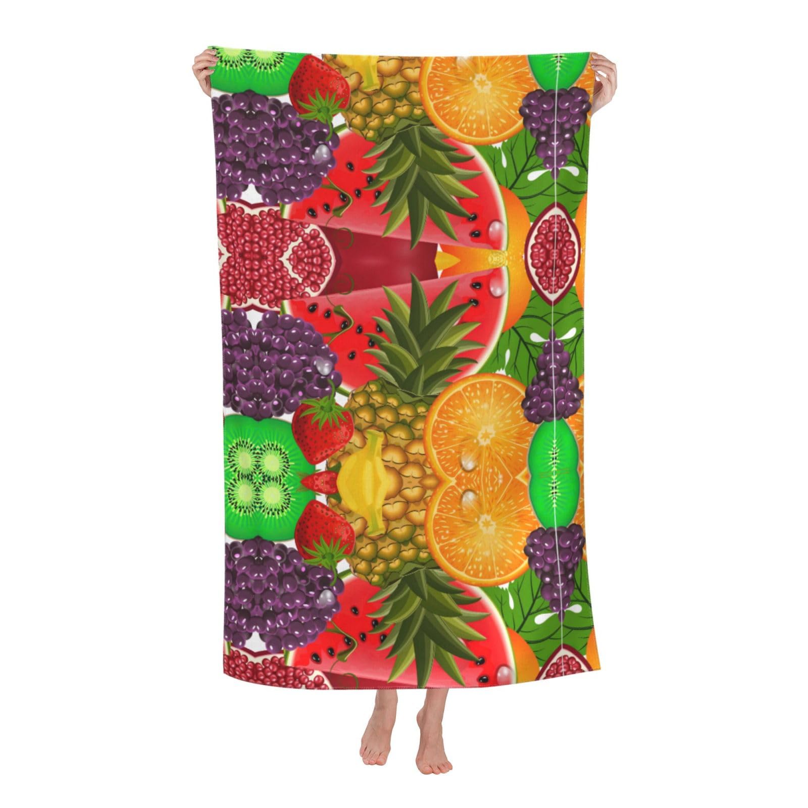 Oazcvbnn Women's White Fresh Fruits Pineapple Print Adult Beach Towel Summer Travel Pool Vacation Swimming Fitness Outdoor Adventures
