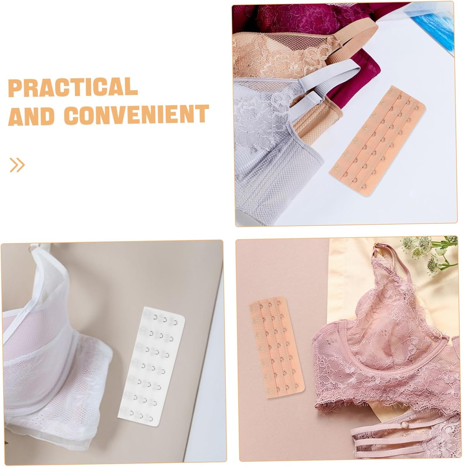 VALICLUD 16pcs Bra Extender 7 Hooks 3 Rows Polyester Back Hook image 3