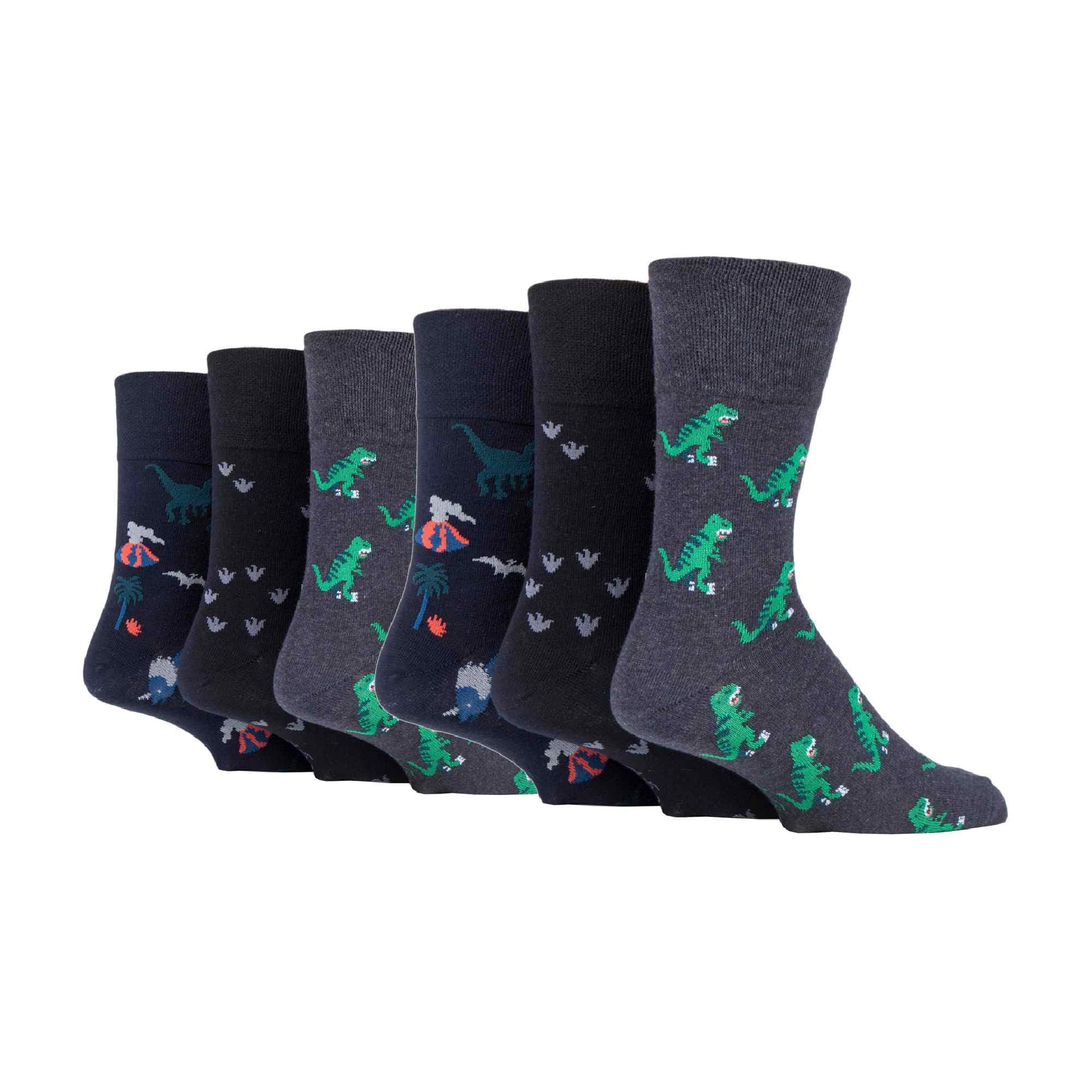 Sock Shop Gentle Grip Men's Highlands - Novelty Cotton Socks – 6 Pack | Fun Non-Elastic Soft Top Socks For Circulation (6-11, )